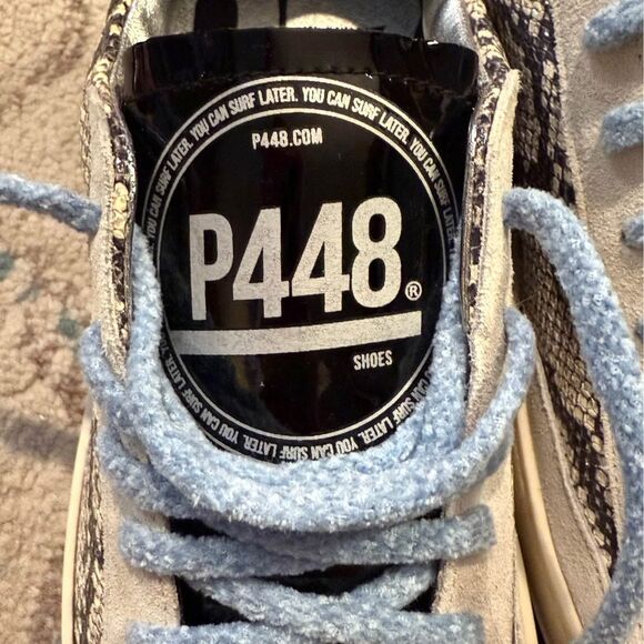 P448 John Silver Python Blue Lace Sneakers Size 9 - Picture 8 of 10